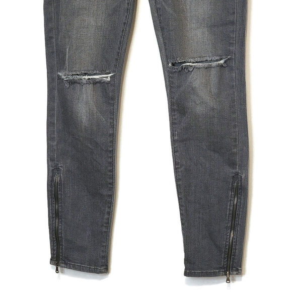 Paige Verdugo Ankle Gray Skinny Jean Mid Rise Distressed Knee Zip Ankle Denim 26 - Picture 4 of 12